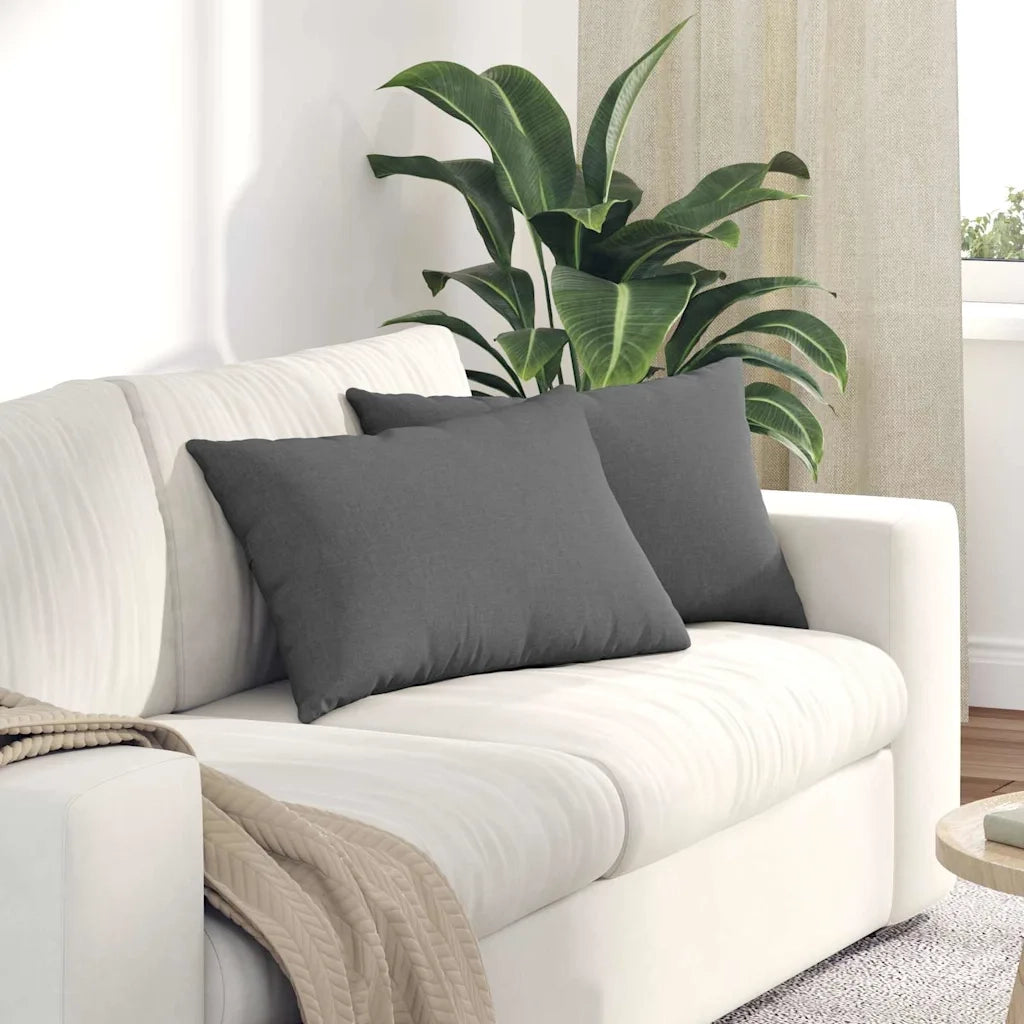 Cuscini da Divano 2 pz-Set di 2 Cuscini per Sofa Grigio scuro 60 x 40 cm Tessuto 330365