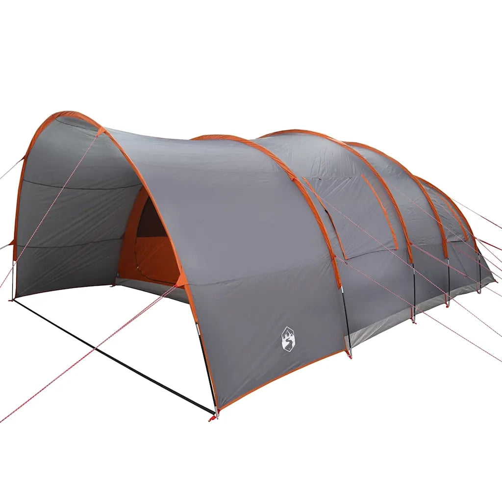 Tenda Tunnel per 8 Persone con tetto-Tenda da campeggio Grigio e arancione