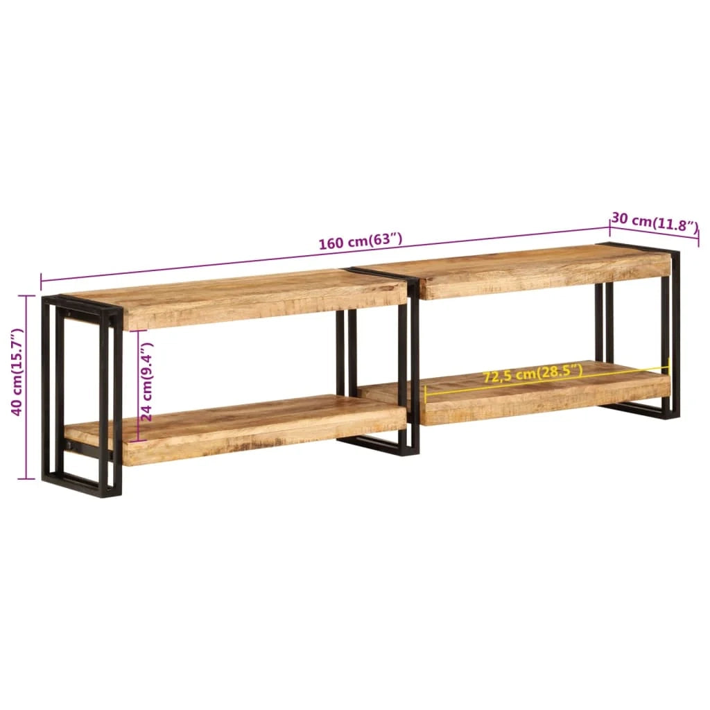 Mobile TV multimediale scaffale per televisione televisione buffet sala da pranzo soggiorno camera da letto 160 x 30 x 40 cm legno massello di mango marrone 02_0026053