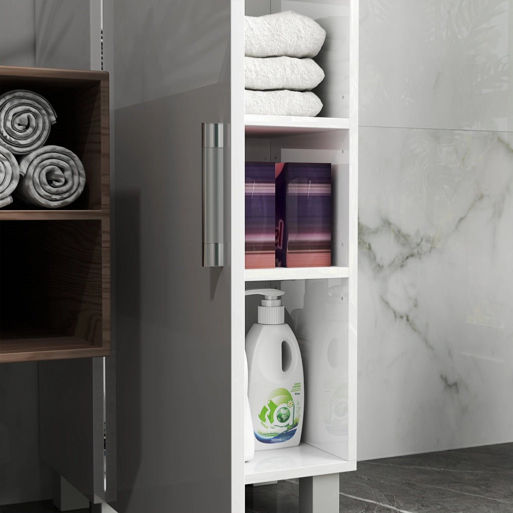 Mobile a Colonna da Bagno con 2 Armadietti 40x30x167,5 cm Bianco