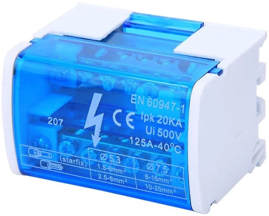 Din Rail - 16mm Din Rail Block - Contenitore trasparente - Distributore elettrico - Blocco terminale di terra - Adatto per installazione in ambiente