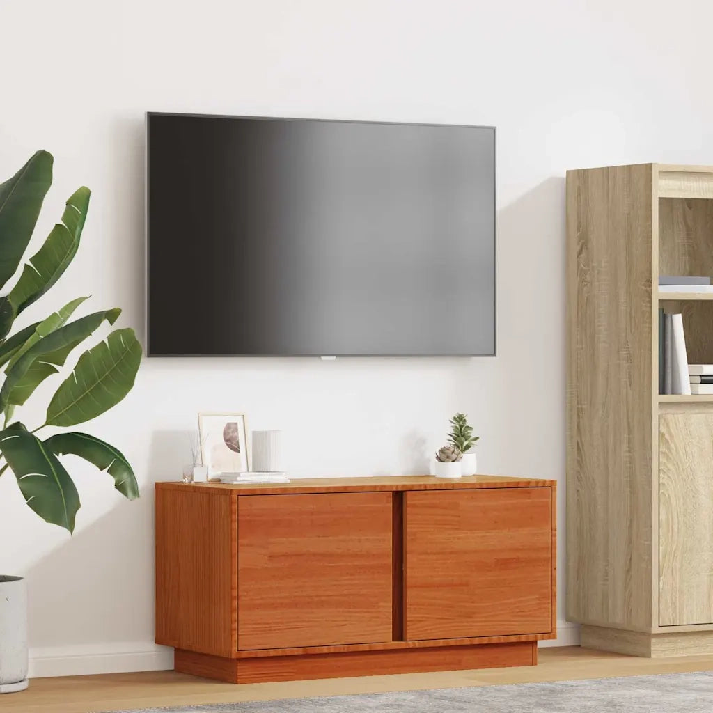 Mobile TV | Armadietto TV | Mobile Porta TV Marrone cerato 80 x 35 x 40,5 cm Pino massello