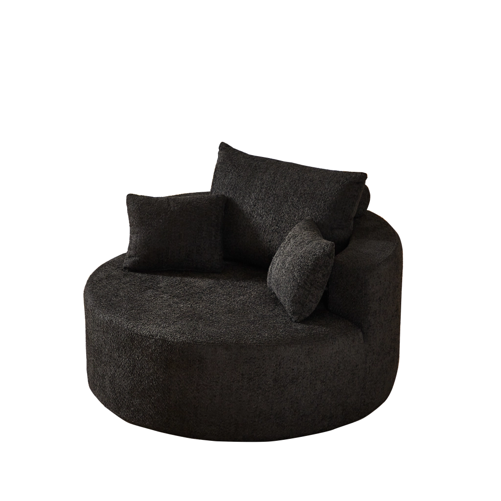 Poltrona modulare senza montaggio in ciniglia con cuscino schienale, per soggiorno e camera, Nero 33 × 33 × 133 cm
