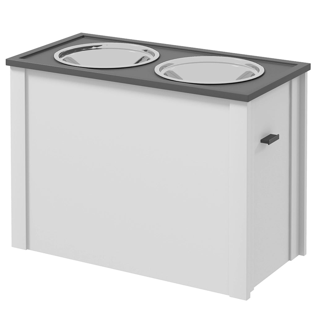 Mangiatoia Mobile per Cani con Cassetto ¨C Zephmum ¨C Bianco Grigio 60x30x42