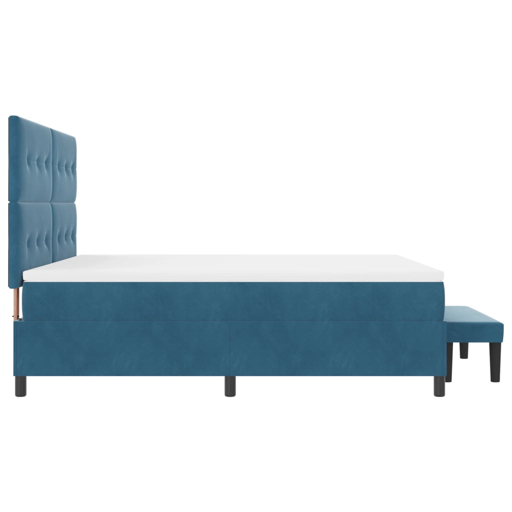 Letto con Molle e Materasso & Panchina Blu Scuro 180x200 cm Velluto