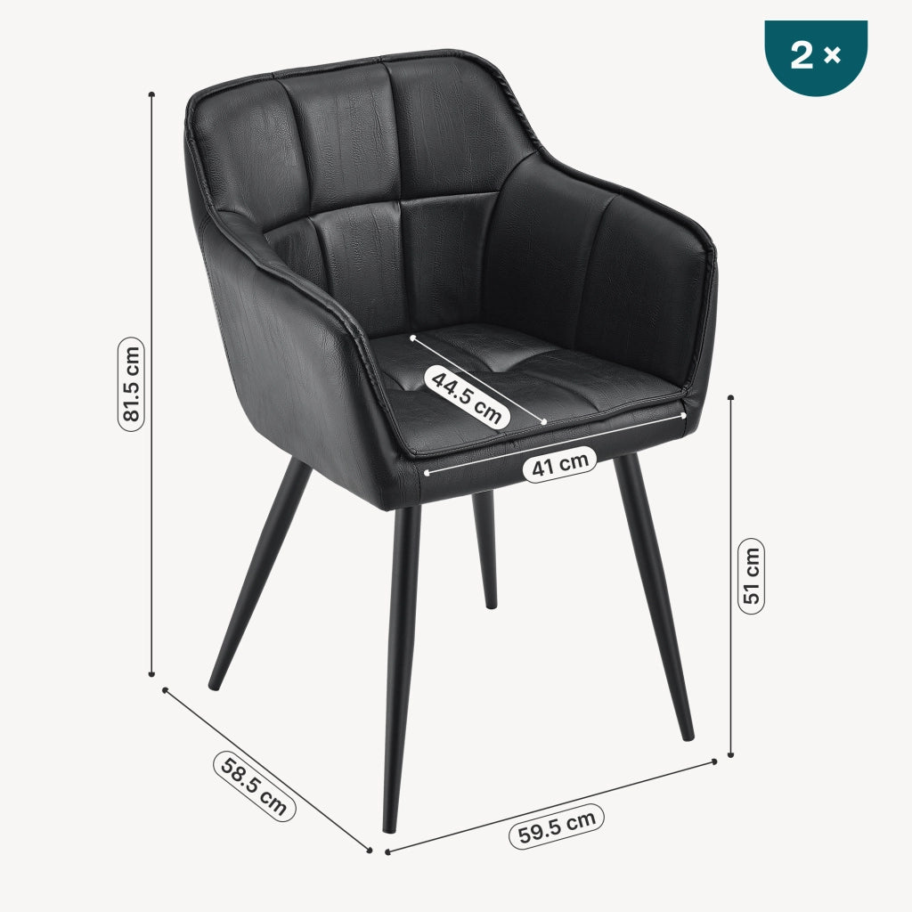 Set di 2 Sedie per Sala Pranzo Birmingham Similpelle Nero [en.casa]