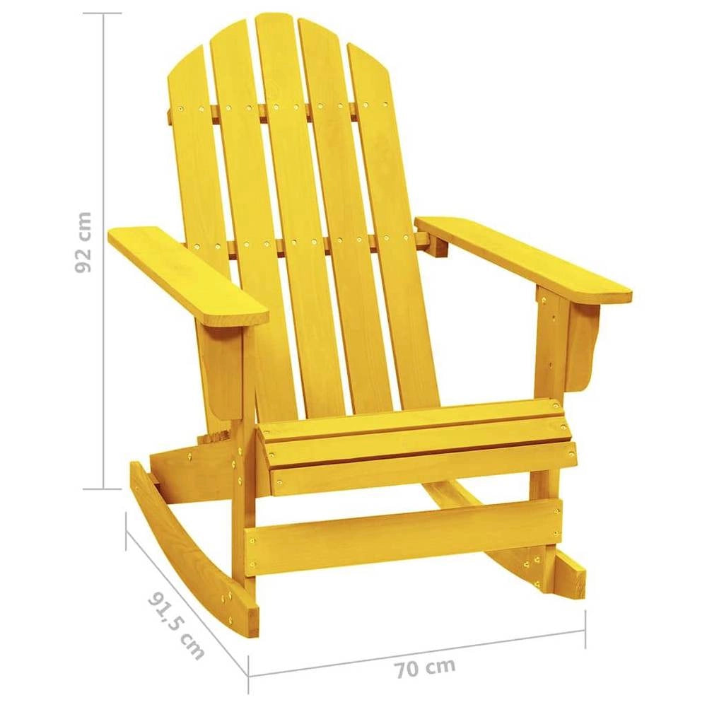Adirondack Rocking Chair, Solid Fir Wood, Yellow