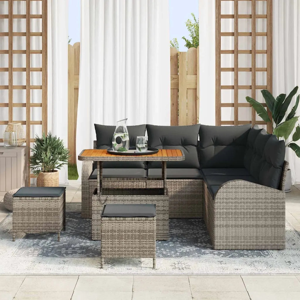 Set Divano da Giardino con cuscino 8 pcs Grigio polyrattan 3362398