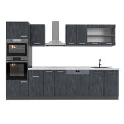 Cucina componibile R-Line Calce nera/Antracite 300 cm PL Marmo Vicco