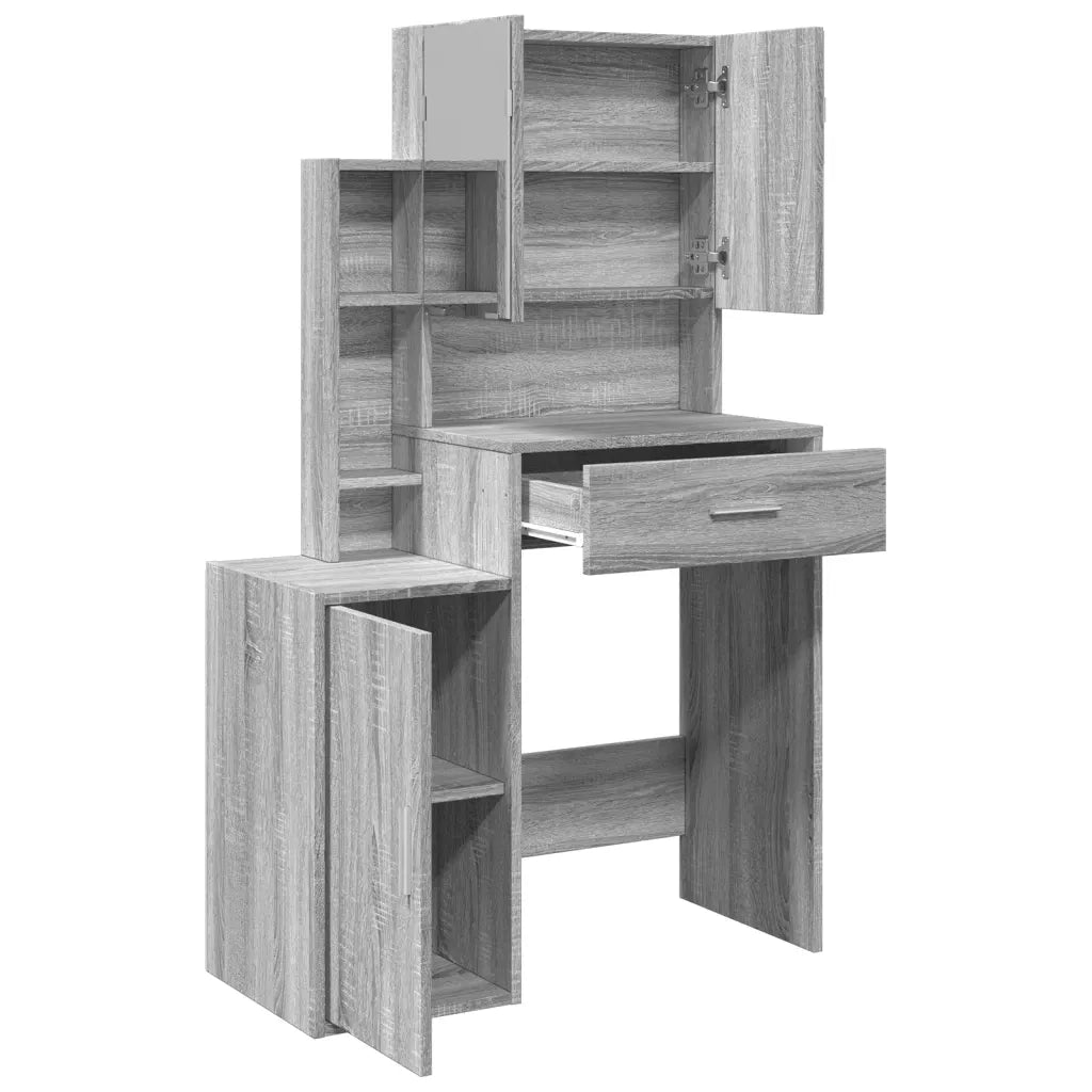 Toeletta con Armadietto Grigio Sonoma 80x35x132 cm 848239