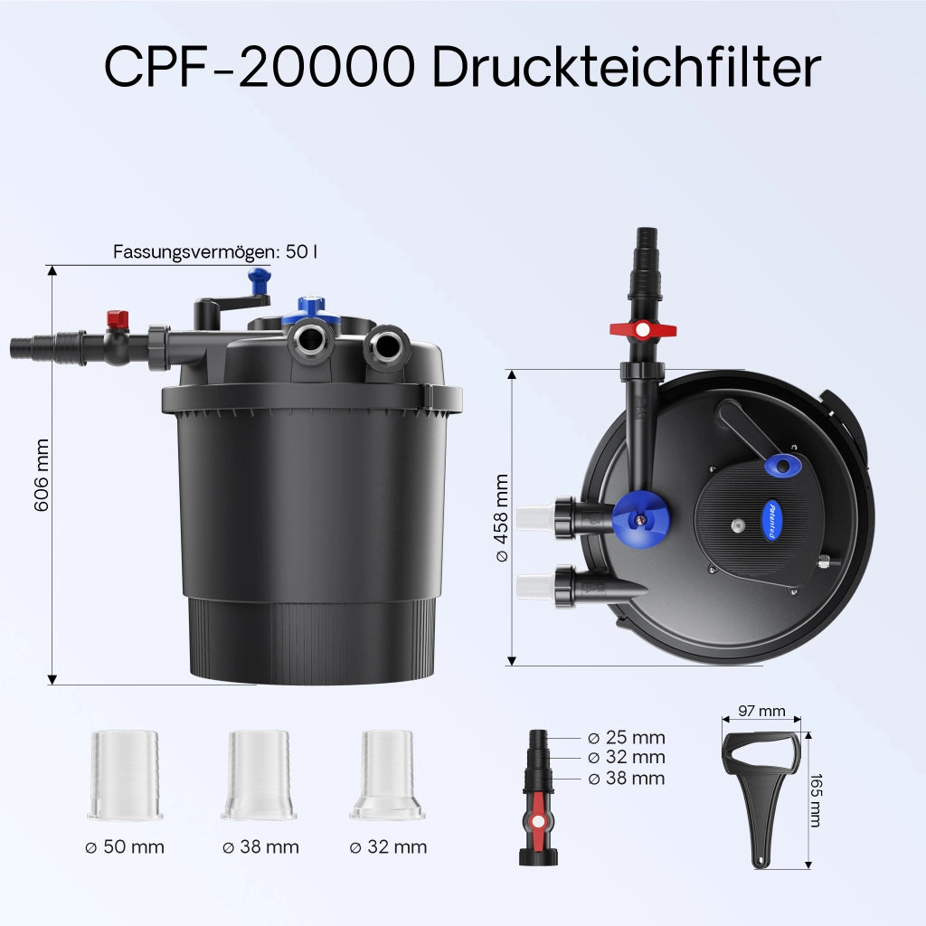 CPF-20000 SET 40000l 36W UVC NEO6000 Pompe Tubo Set per Laghetti