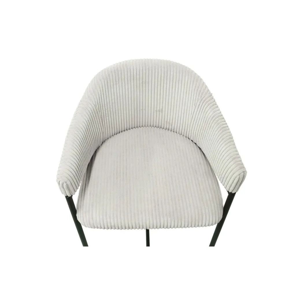 Sedia da bancone IMANY – Velluto a coste grigio chiaro – Con braccioli – Piedi in metallo nero – Stile design/industriale