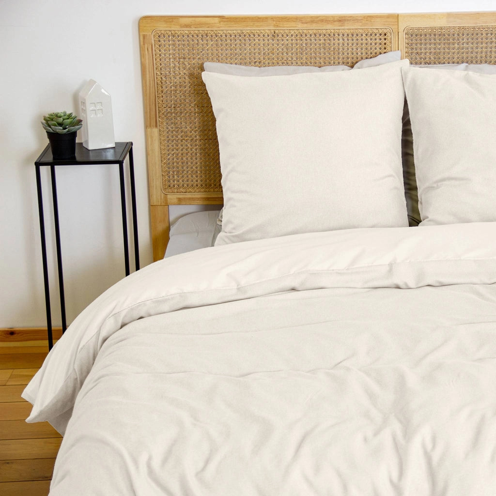 Set biancheria da letto reversibile crema, 2 posti, crema