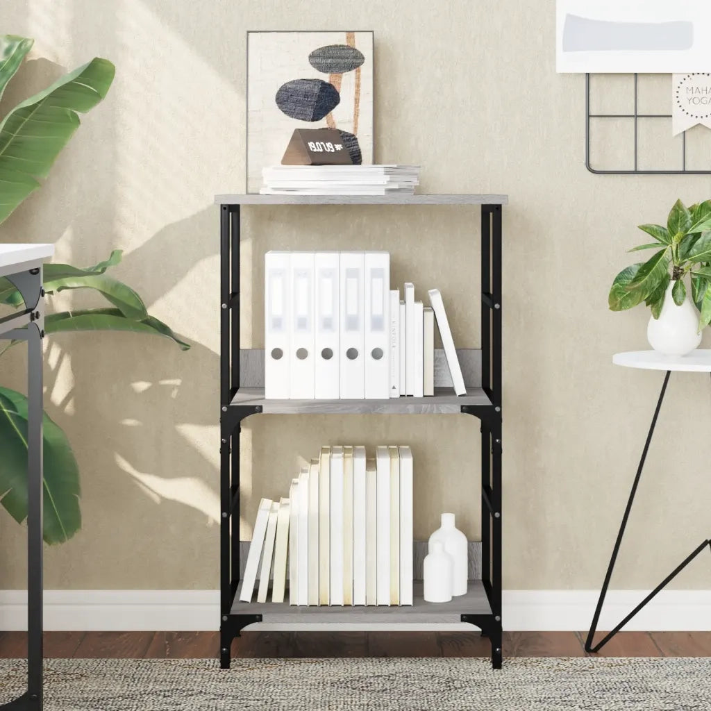 Libreria-Scaffale per Libri-Mobile di Stoccaggio Grigio Sonoma 50x33x82 cm in Legno Multistrato