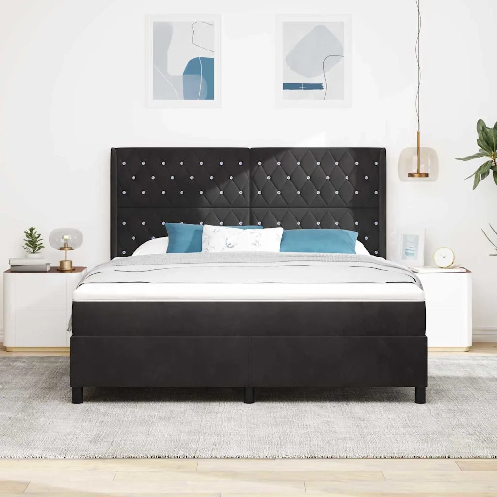 Letto con Box Springs LED e Materasso Nero 180 x 200 cm Velluto 3343828