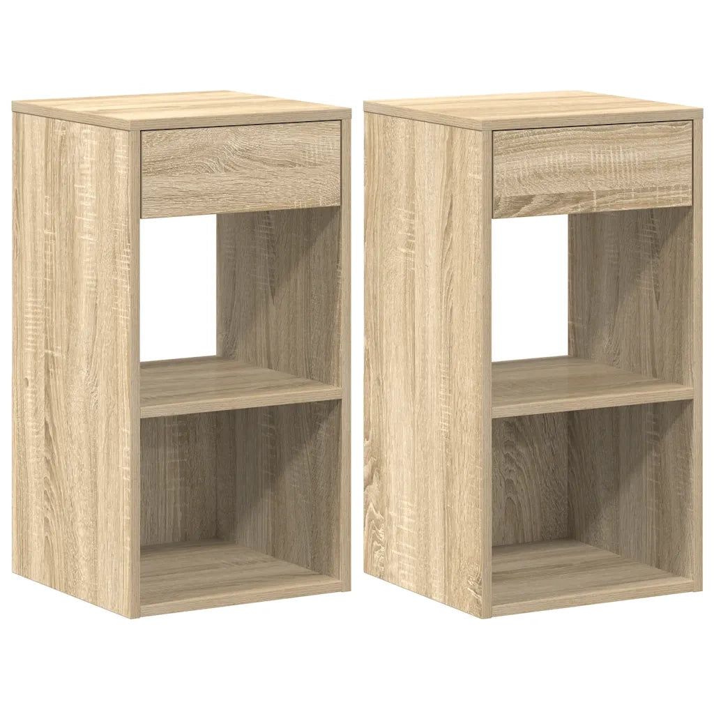 Set di 2 Comodini | Armadio da Notte | Mobiletto da notte con Cassetto Rovere Sonoma 35x34x66,5 cm