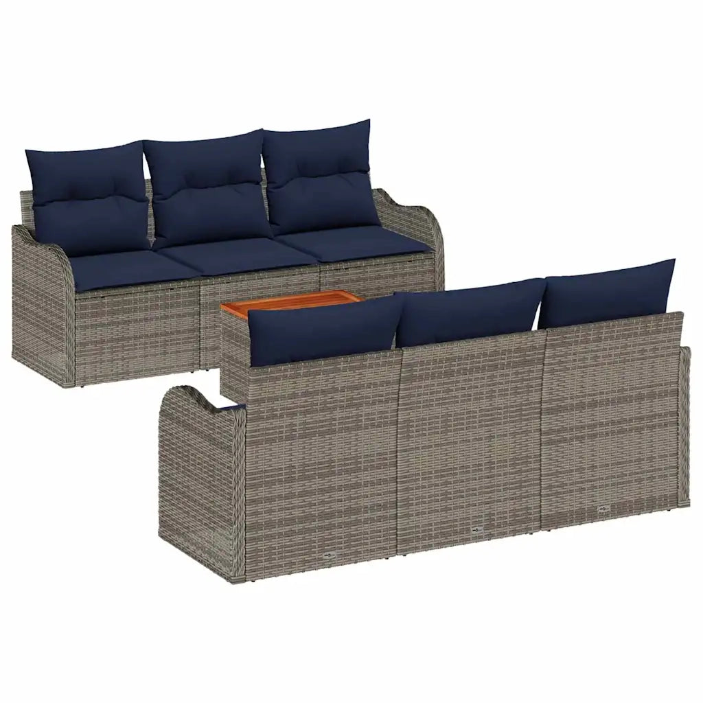 Set Divano da Giardino 7 pz Grigio polyrattan 3347402