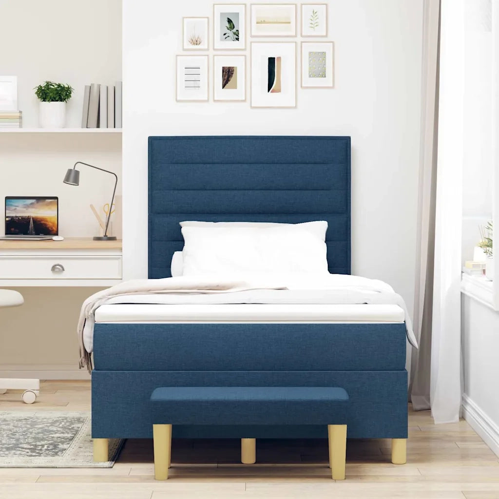 Letto a molle con cuscino con testiera Blu 190 x 120 cm Tessuto 3344211