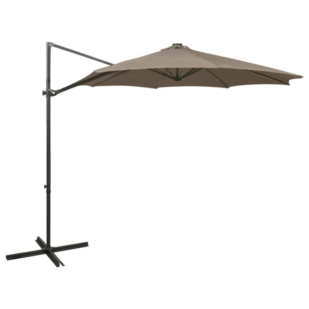 Ombrellone da giardino decentrato con palo e luci LED 300 cm tortora 02_0008535