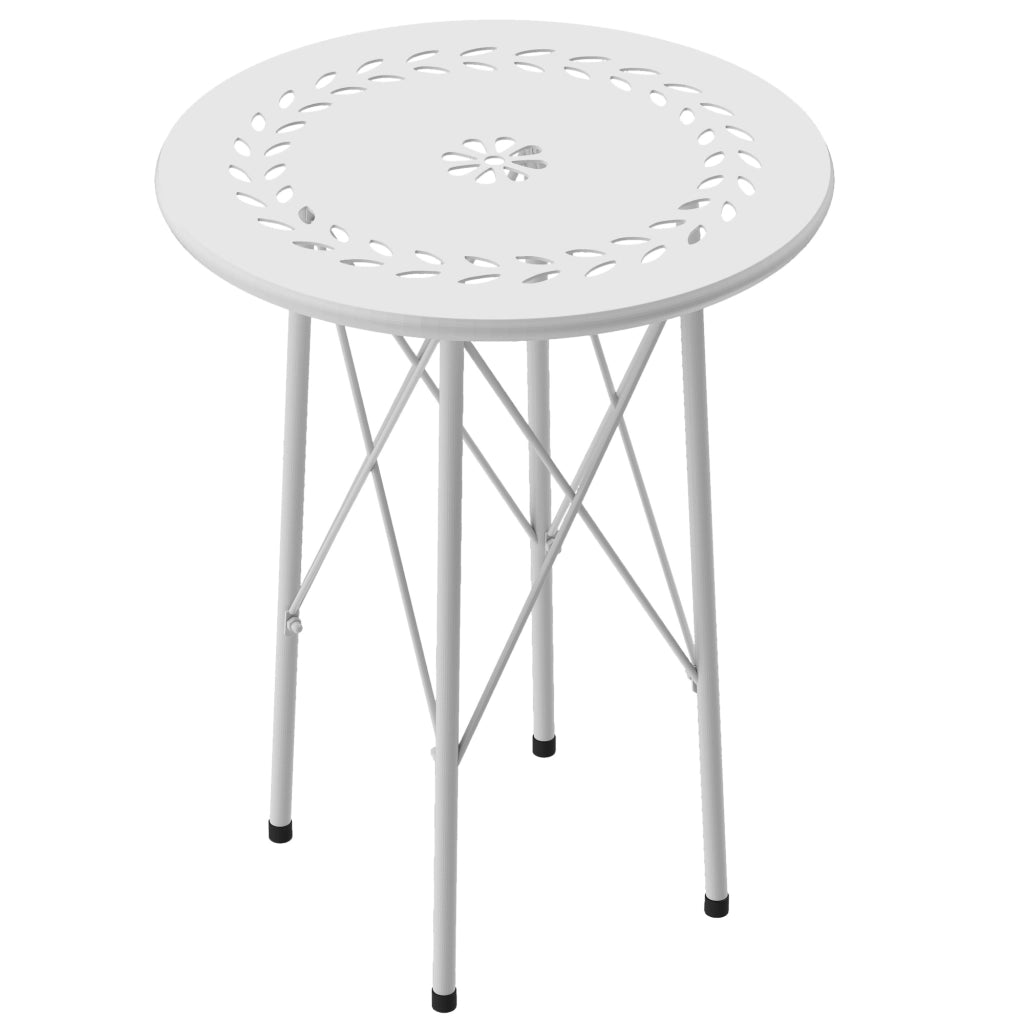 Tavolo da giardino rotondo in acciaio con gambe a X ¨C zephmum ¨C bianco ?40x50cm