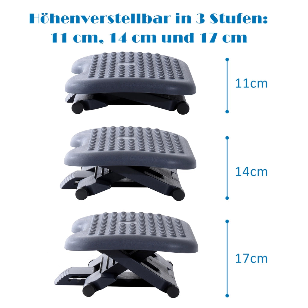 POGGIAPIEDI Massaggiante Regolabile 46x35 cm Plastica Grigio Scuro