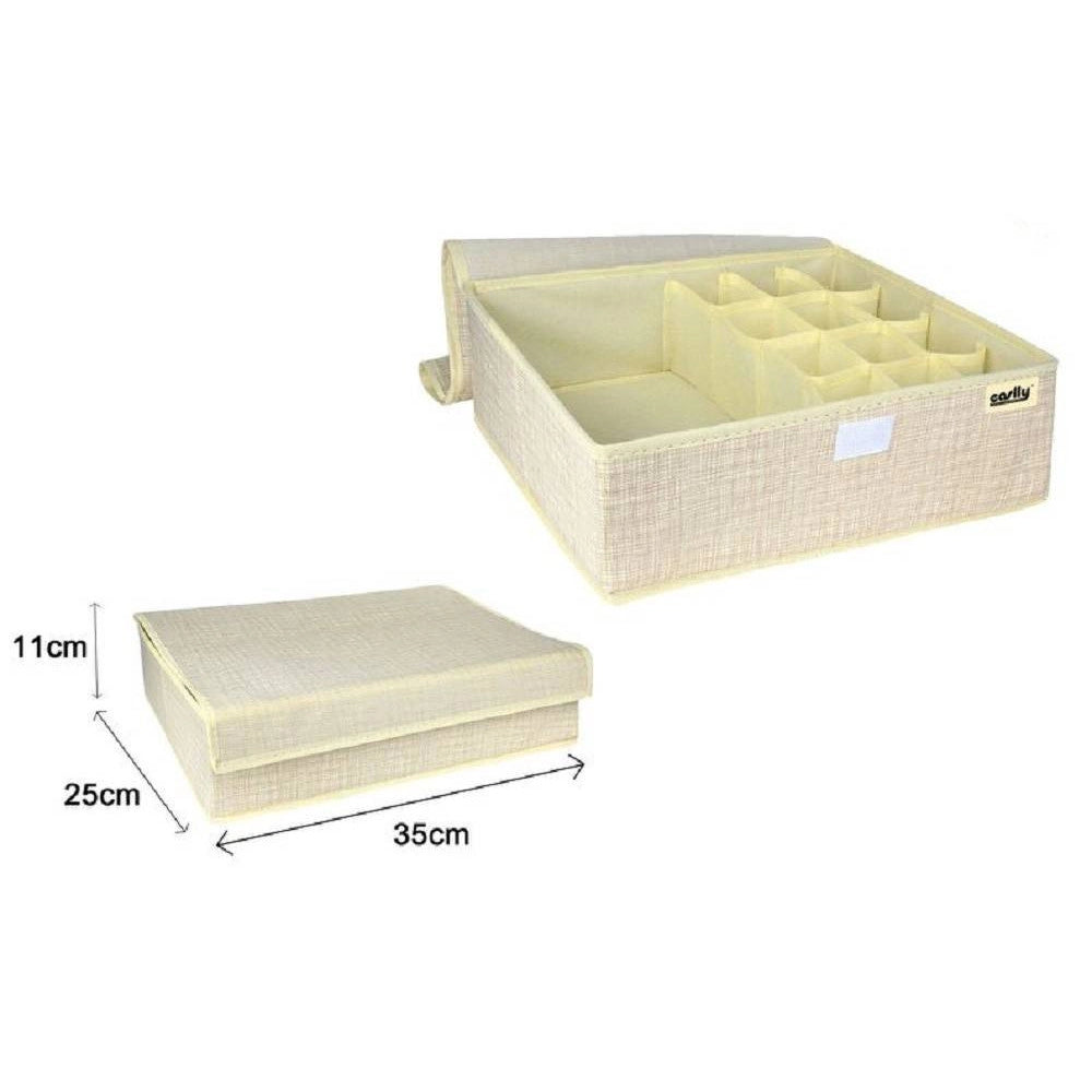 Trade Shop - Portaoggetti Tessuto Organizer Contenitore Biancheria 13 Posti 35x25x11cm 69721 -