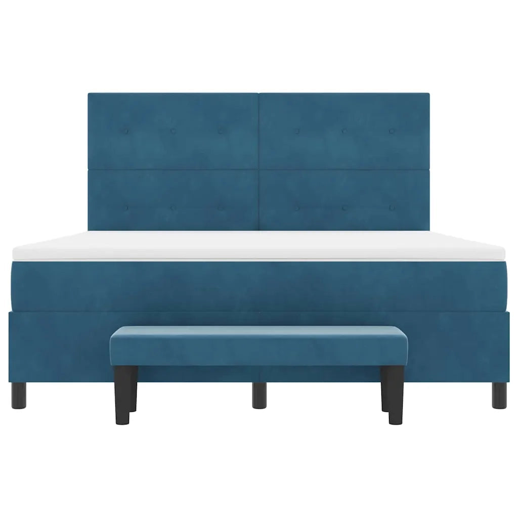Letto a molle con testiera Blu scuro 200 x 180 cm Velluto 3344532