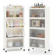 Mobile da cucina a 5 ripiani 60 x 32 x 154 cm con ante a ribalta e pratiche ruote stile moderno metallo nero 20_0010212