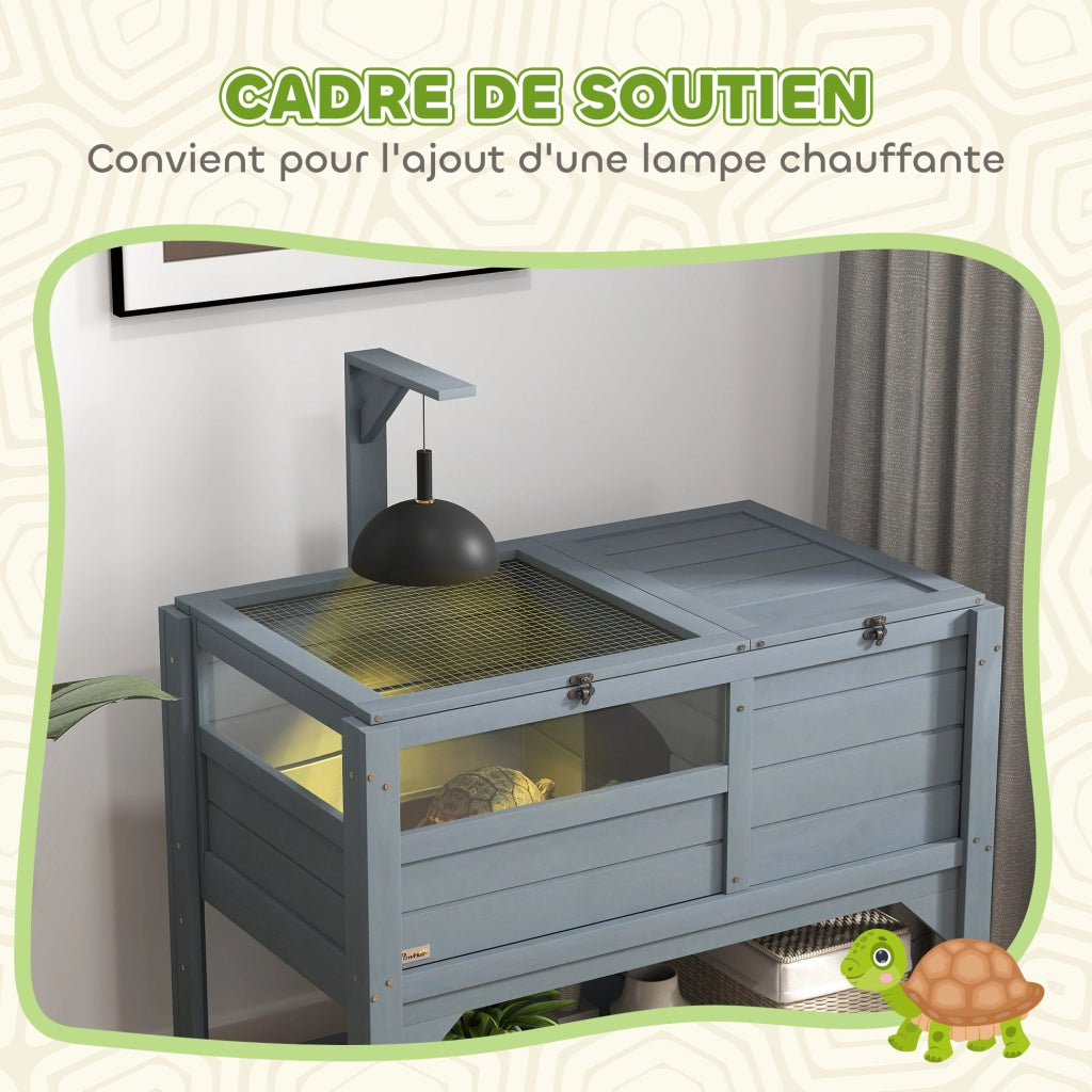 Recinto per Tartarughe con Scaffale Legno ¨C zephmum ¨C 103x84x51 cm