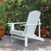 Sedia da Giardino Adirondack in Legno Bianco, Con Porta Bicchieri, Impermeabile e Anti-Muffa, 97x72.5x93cm