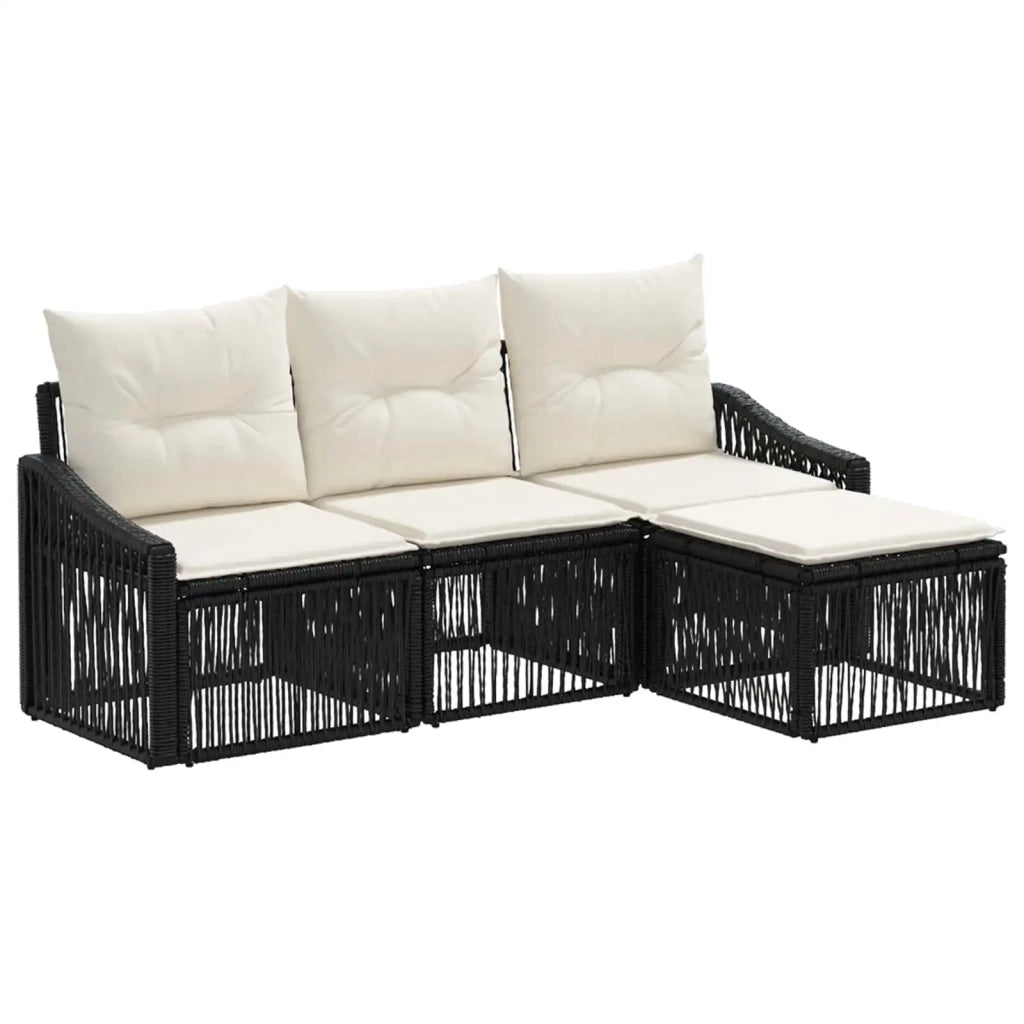 Set Divano da Giardino 4 pcs Nero polyrattan 3435985