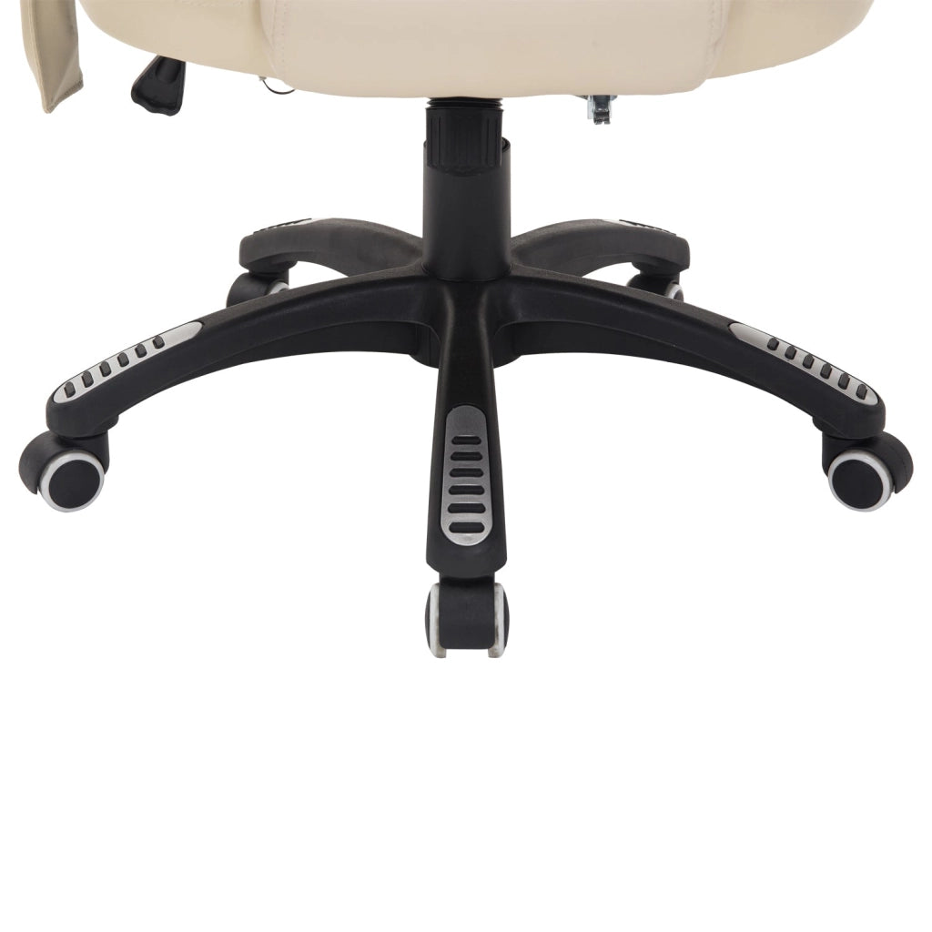 Sedia Poltrona Massaggiante da Ufficio 62x68x121 cm con Riscaldamento in Similpelle Beige