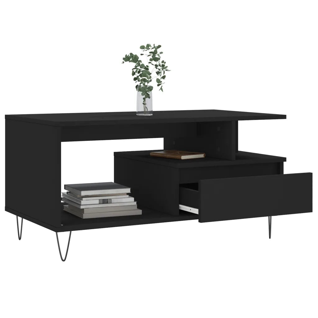 Tavolino da Salotto Nero 90x49x45 cm in Legno Multistrato 831021