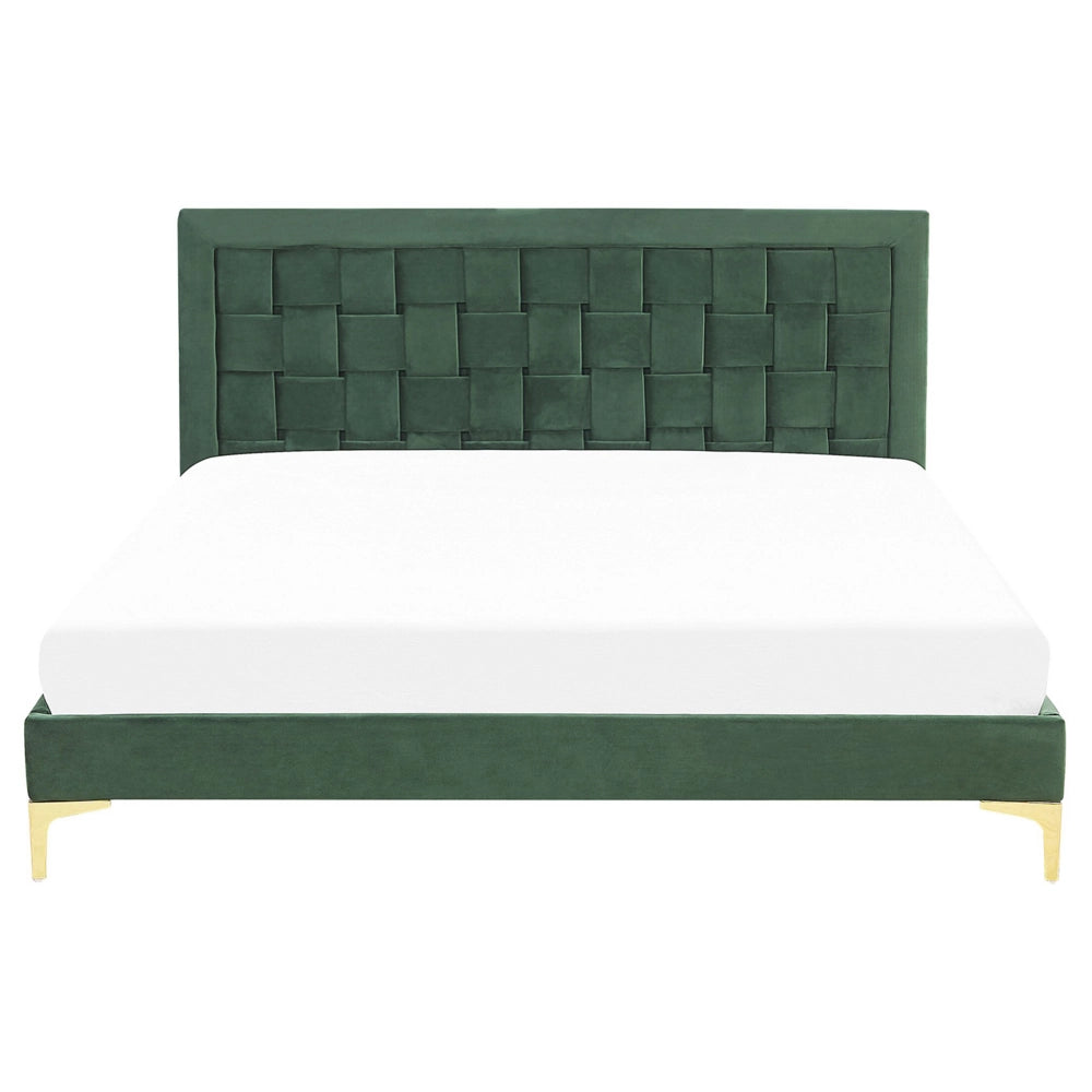 Letto imbottito matrimoniale 160 cm 6 testiera verde velluto gambe dorate