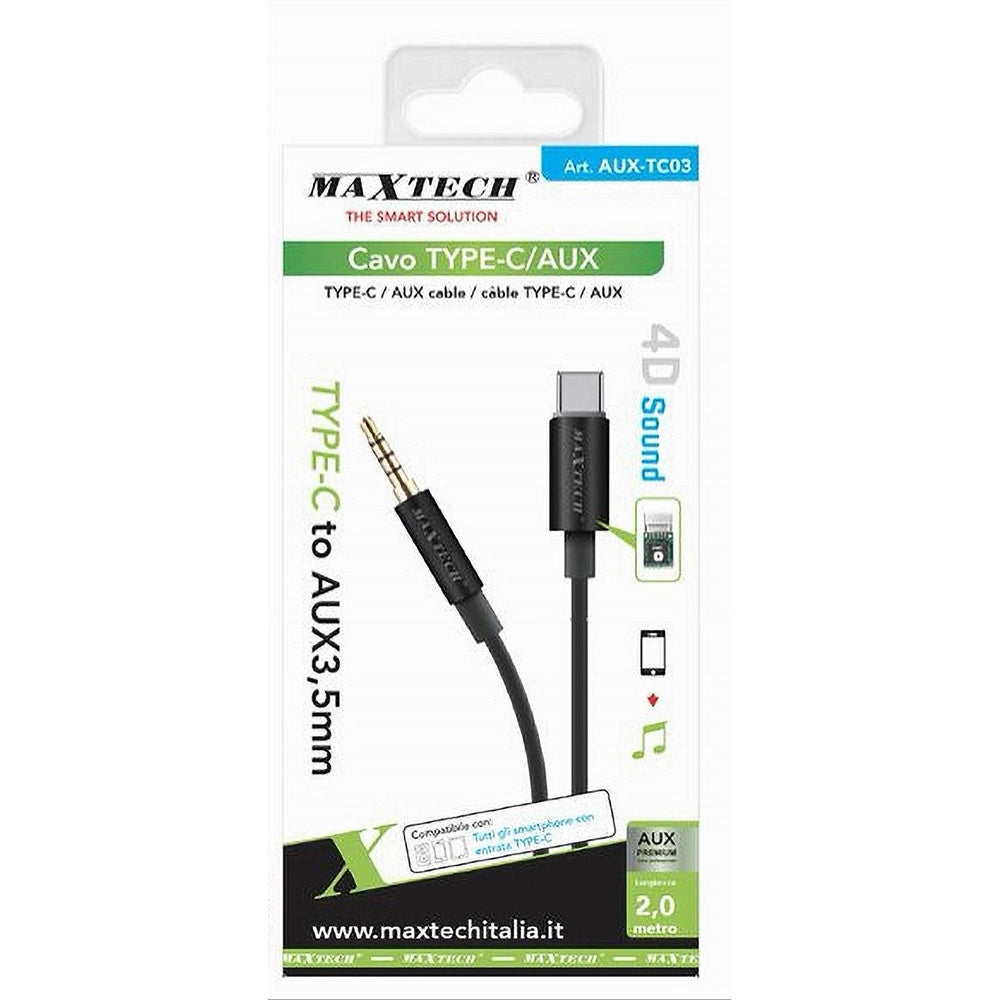 Trade Shop - Cavo Audio Type-c/jack Aux3,5mm 2mt 4d Sound Dac Chip Cuffie Smartphone Aux-tc03 -