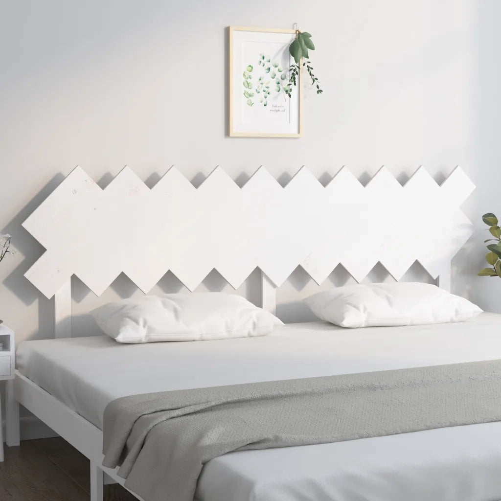 Testiera | Testata per Letto Bianca 196x3x80,5 cm Legno Massello di Pino