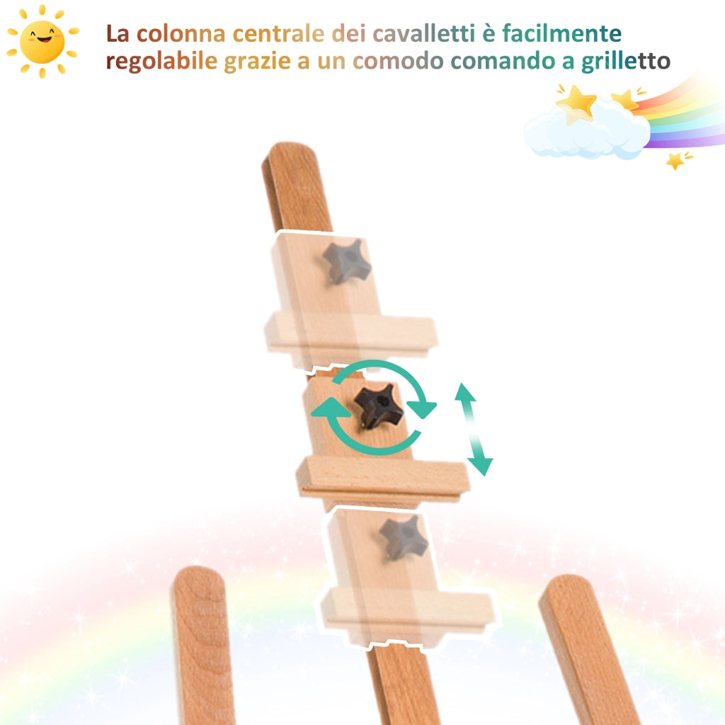 Cavalletto per Pittura Treppiede 65x68x174-230 cm con Supporto per Tela Regolabile in Legno di Faggio