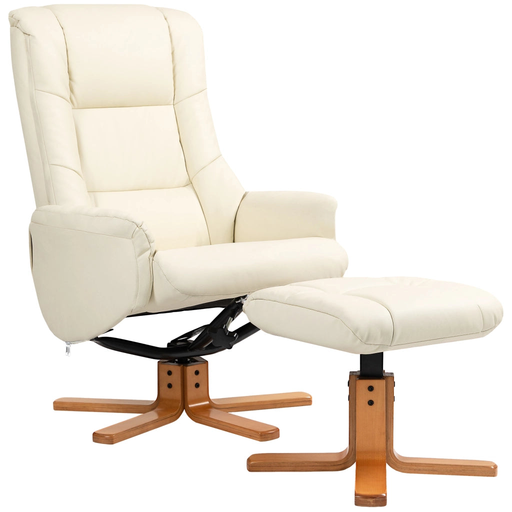 Poltrona Relax Reclinabile con Poggiapiedi ¨C Minimal ¨C Similpelle Cremawhite 71x84x102 cm