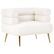 Poltrona bianco sporco rivestimento in tessuto gambe in acciaio dorato soggiorno camera da letto poltrona decorativa