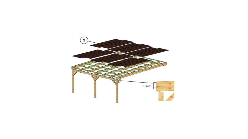 Tettoia posto auto coperto in legno 5.8x5.06 m - 29 m2 - copertura PVC   - CAR23PVCTR - ALTANKA