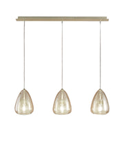 Britton Lampada a Sospensione in Metallo e Vetro Borosilicato Colore Ambra, Attacco E27 3x40W, Design Moderno ed Elegante per Interni IP20