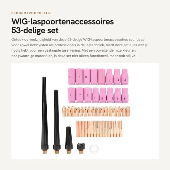 Accessori per porte in alluminio - Set da 53 pezzi - Sfogliatrici in alluminio - Lenti di gas - Spatole - Bicchiere in ceramica - Peso 332 g - Accessori per porte in alluminio