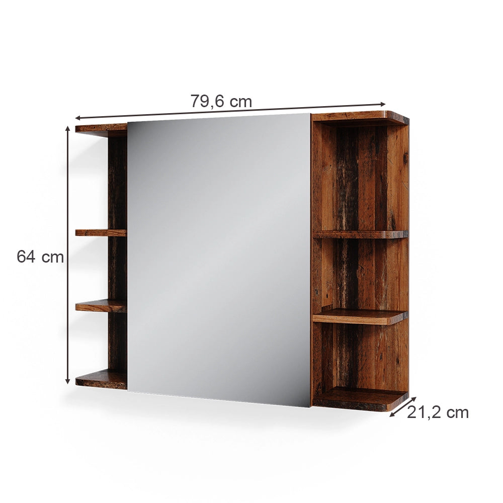 Vicco Specchio contenitore bagno Legno antico 79.6 x 64 cm
