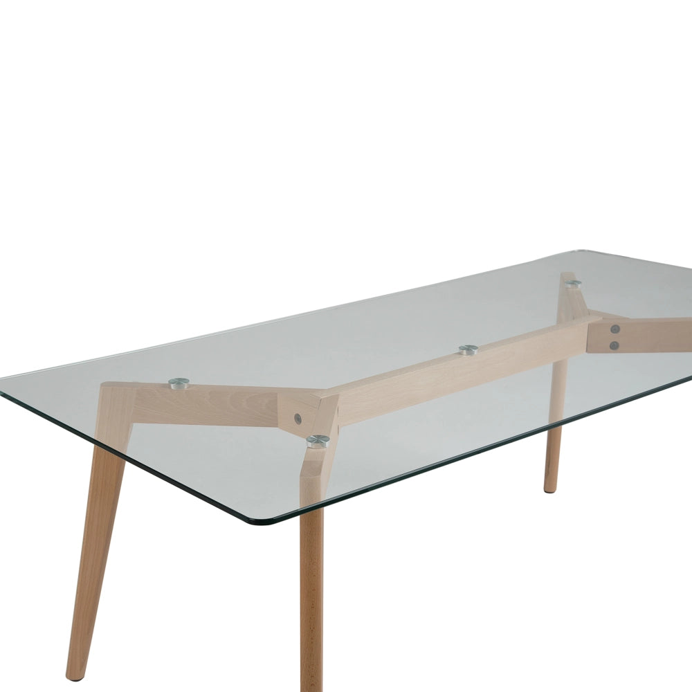 Tavolino basso da caffè con piano in vetro 120 x 60 cm Rettangolare Scandinavo Moderno