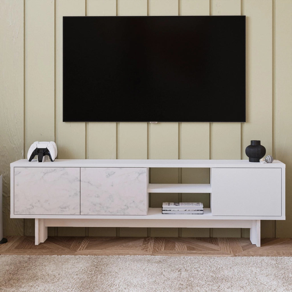 Porta TV in legno "Ravello" - 150 x 30 x 45 cm - Bianco