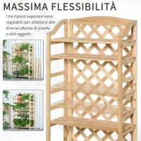 Scaffale Porta Piante da Esterno, Fioriera da Balcone Pieghevole con 4 Mensole Regolabili, Arredamento da Giardino e Casa in Legno, 67x33x123cm