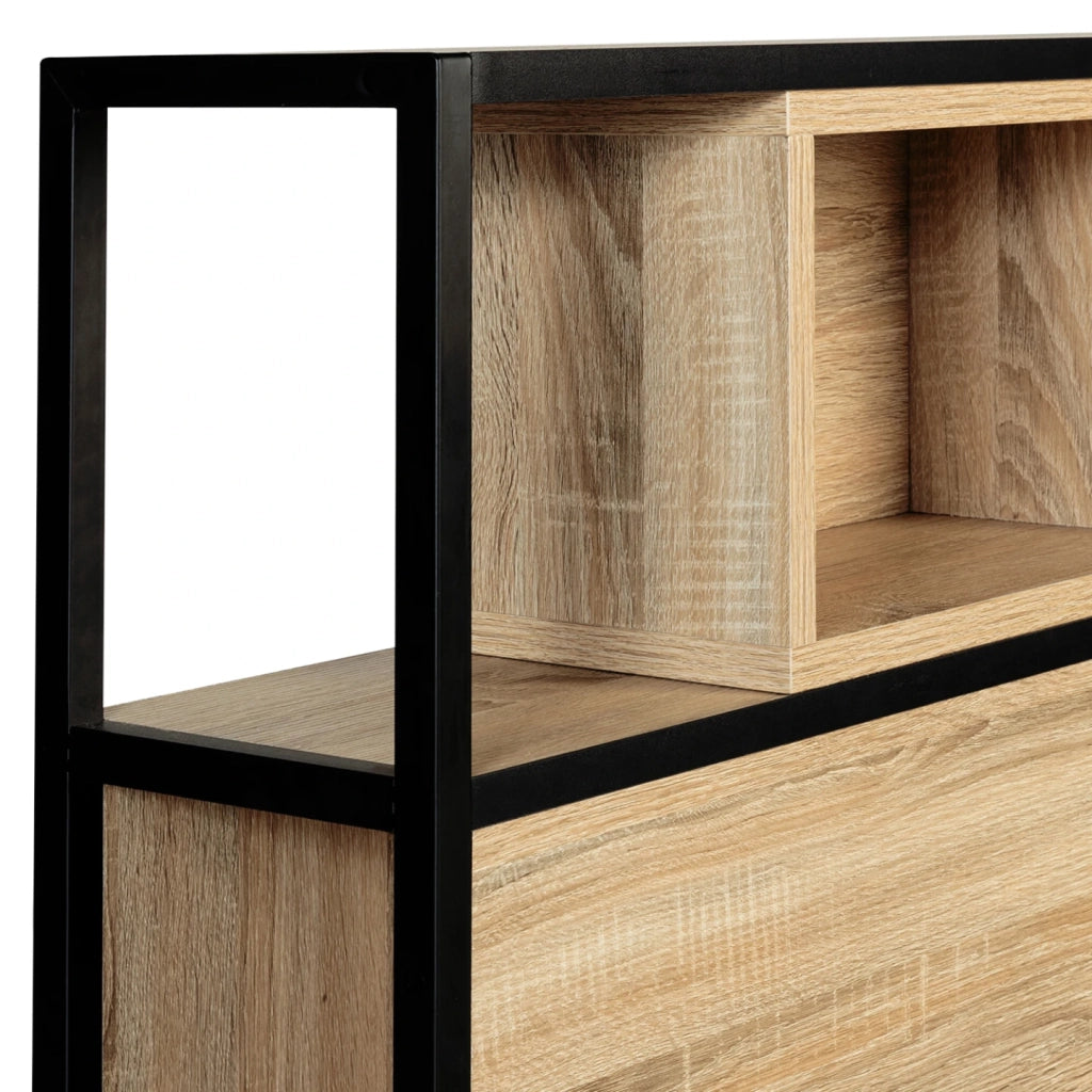IDMarket - Testiera 145 cm design industriale legno e metallo nero DETROIT