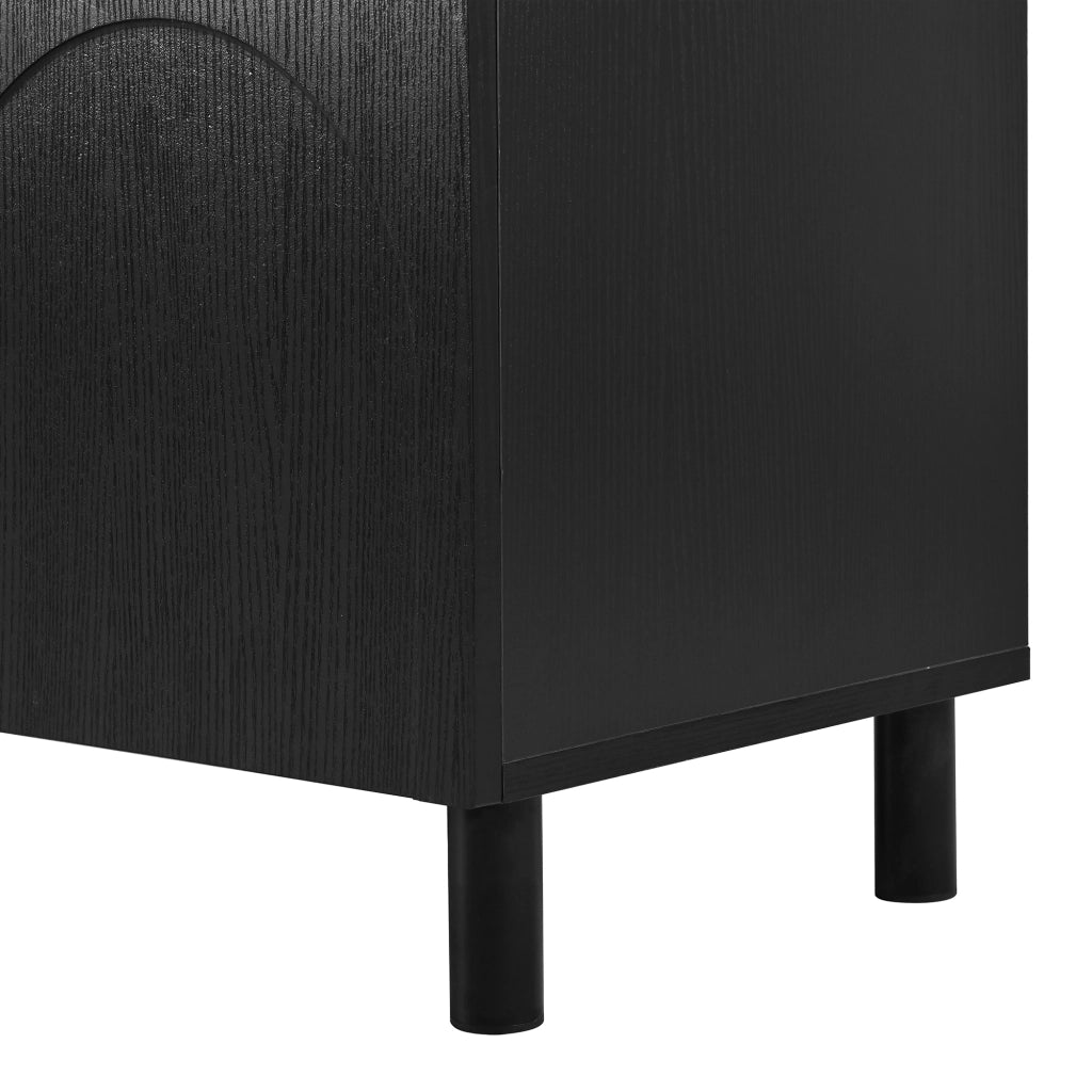 Mobile TV con 5 ante e passacavi; per soggiorno; in MDF; 180×38×45 cm; nero