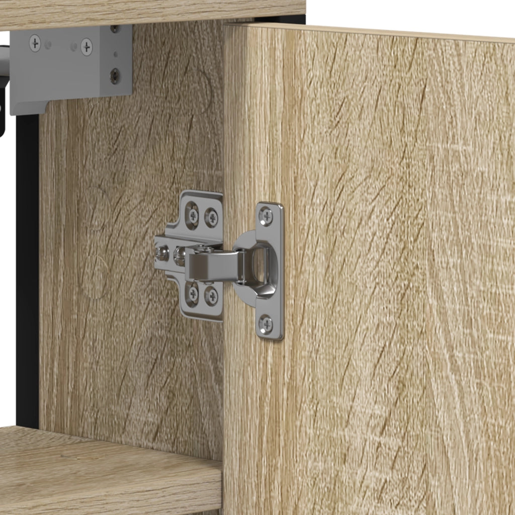 Mobiletto da Bagno con Specchiera  Rovere Sonoma 60x16x60 cm in Legno Ingegnerizzato