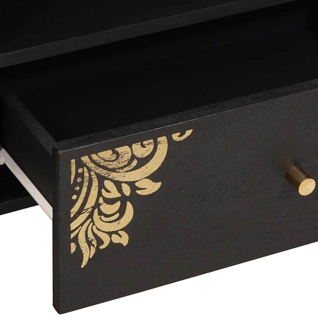 Mobile TV-Credenza per TV-Console TV Nero 80 x 33 x 46 cm Legno di mango massello 937769
